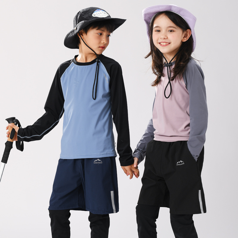 2025 Spring and Summer New Sports Raglan Contrast Color Quick-Drying Long Sleeves