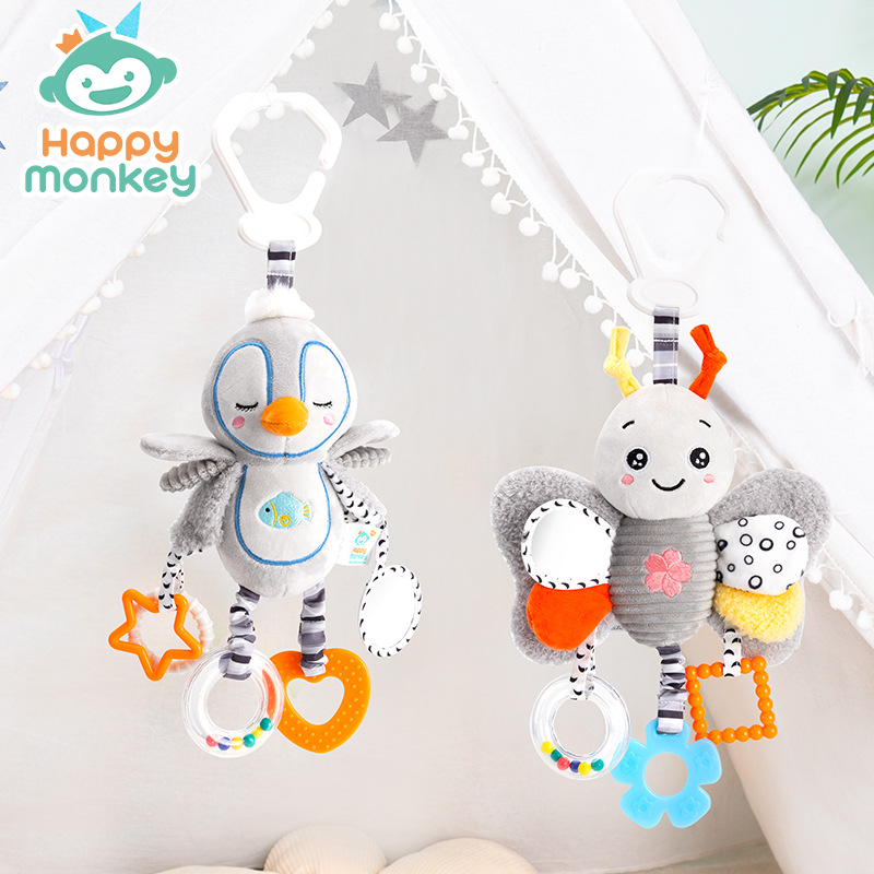 Игрушка для младенцев в виде счастливой обезьяны с погремушкой