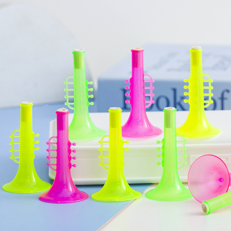 Manufacturer Cross-Border Children's Plastic Transparent Mini Trumpet Musical Instrument Gashapon Street Stall Gift Toys Wholesale Support
