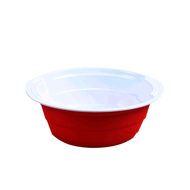 Round Disposable Double Color Bowl Thickened Plastic Bowl Dining Bowl High-end Commercial Soup Bowl Coverless Wedding Household Round Bowl