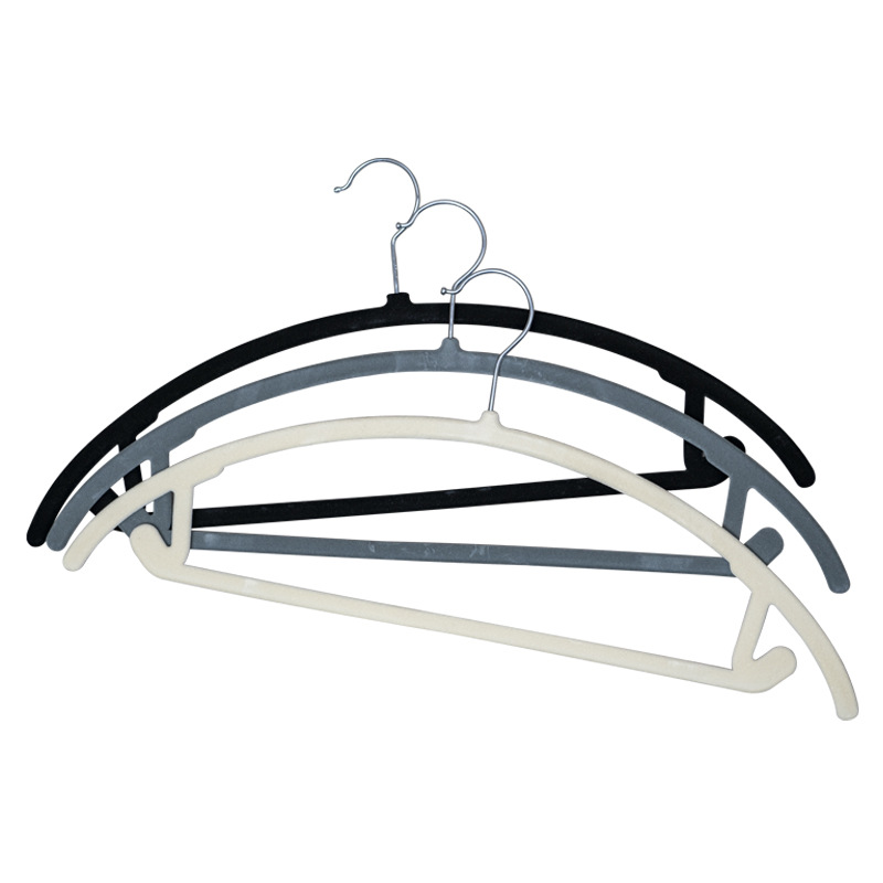Curved Flocked Clothes Hanger, Non-Marking, Non-Slip, Household Clothes Hanging Organizer Recommends Dormitory Clothes Hanging, Bedroom Wardrobe Clothes Drying Support