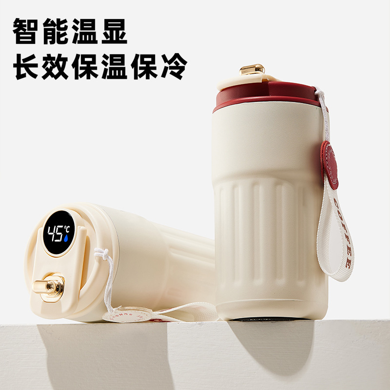 Intelligent Temperature Display 316 Stainless Steel Thermos Cup for Men and Women, High-Looking Cold Coffee Portable Water Cup Gift Customization