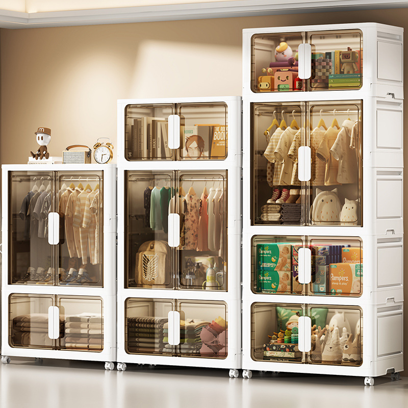 60-80cm wide free installation folding double door children's wardrobe baby simple wardrobe home storage locker