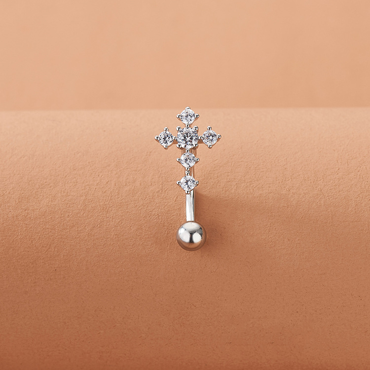 European and American ins fashion multi-Diamond Cross navel nailing navel ring belly buckle body piercing jewelry