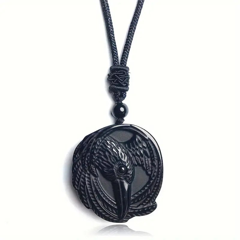 Cross-Border Popular Natural Obsidian Tai Chi Bagua Crow Tree of Life Hexagram Rose Bee Pendant Loose Stone
