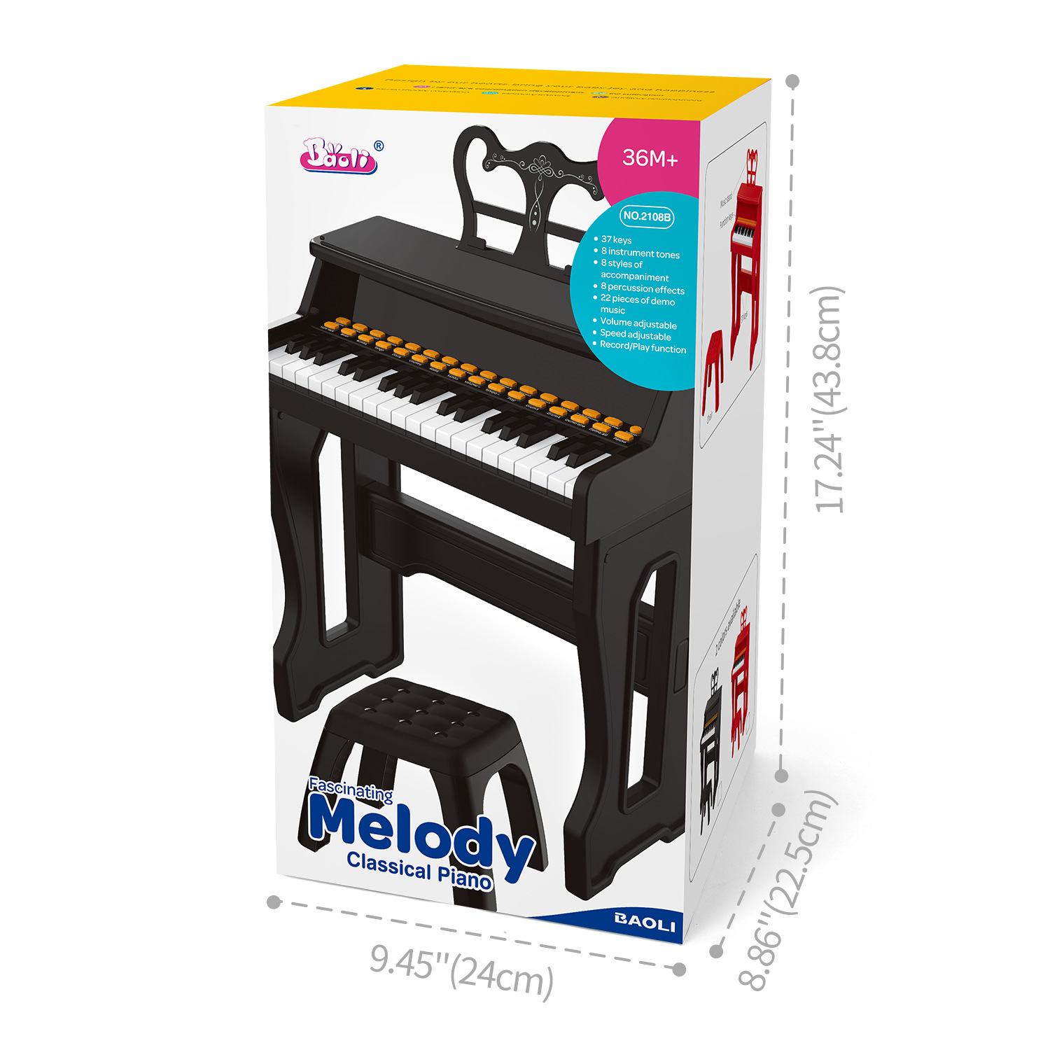 Baoli 2108 английская версия настольного пиано для начинающих просветительский искусственный свет музыкальная история обучение детей