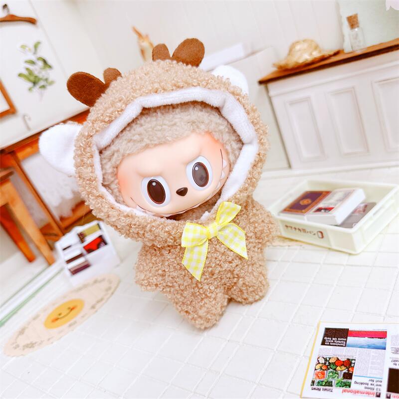 Clothes Only] Labubu Doll Clothes 17cm Heart-warming Macaron Vinyl Face Labubu Baby Clothes Replacement
