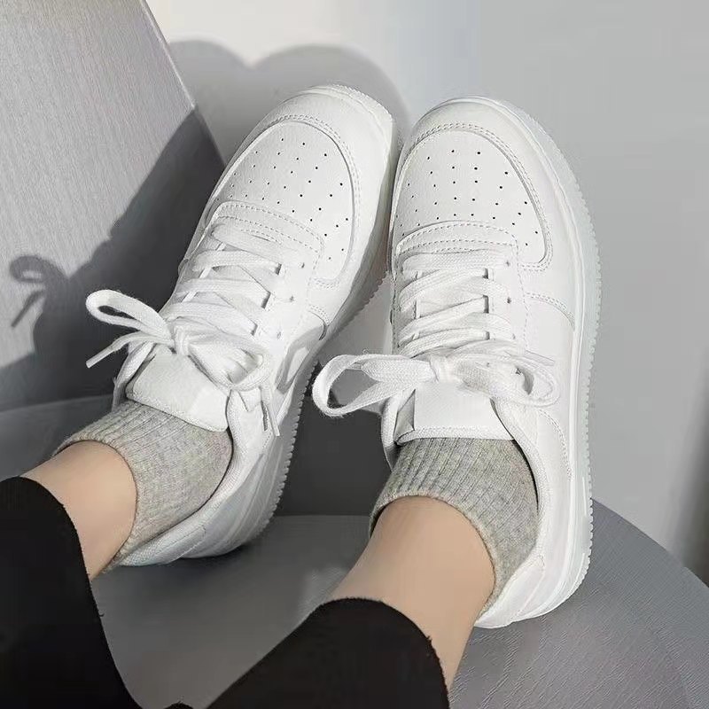 Women's Shoes White Shoes Women's 2024 Spring and Summer Breathable Casual Shoes Thick Sole Heightening Sports Shoes Trbottomy Air Force One Sneakers