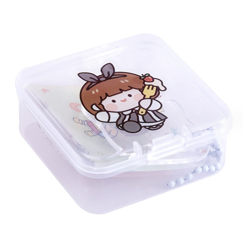 Creative little girl storage box transparent peas stickers cute cartoon peas stickers boxed diy material stickers