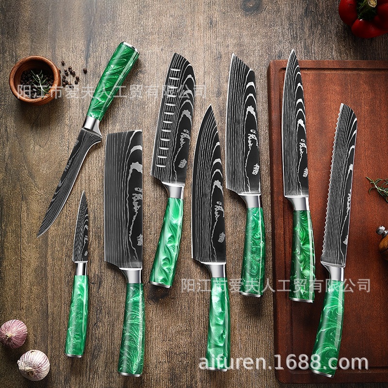 Набор ножей с дамасским узором, японский нож, нож для нарезки мяса