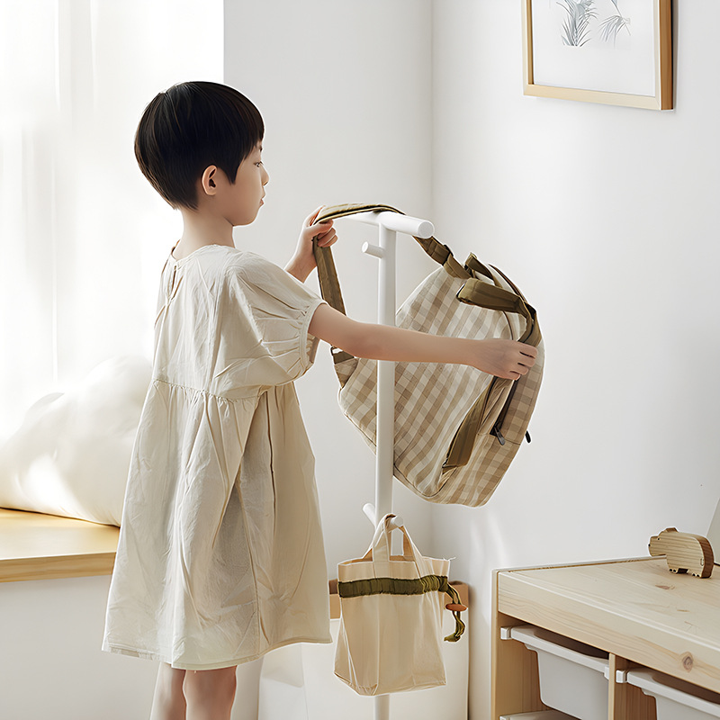 Korean Simple Kidsren's Coat Rack Weighted Cement Base Kidsren's Backpack Hanger Removable Metal