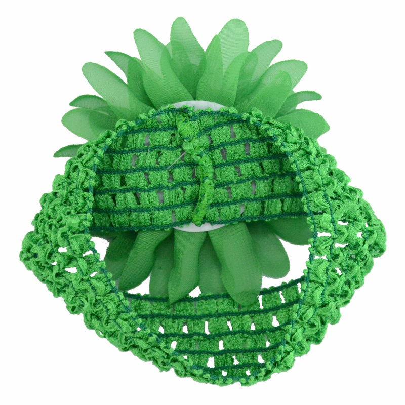 European and American Foreign Trade Hot Selling Children's Hair Band Hair Band Grid Hair Band Plus Chiffon Flower Baby Headband Baby Hair Accessories