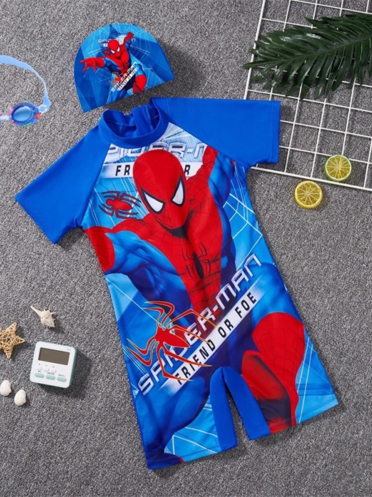 Children's swimsuit one-piece polyester boy cartoon suit swimming summer boy