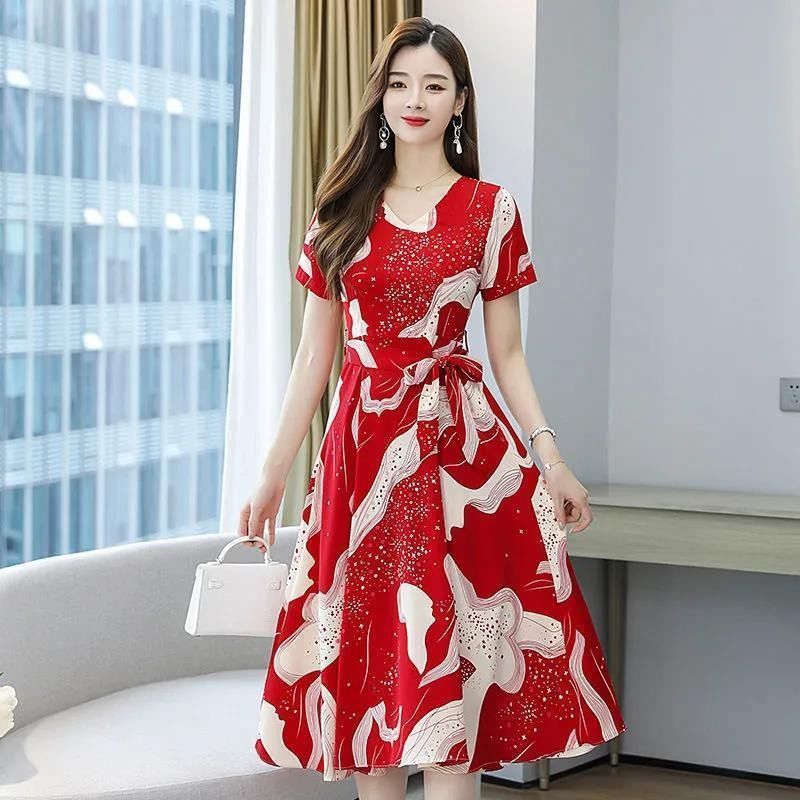 plus size chubby girl dress Women's New Korean-style Middle-aged Fashionable Age-reducing All-match Mid-length Loose plus size Women's Skirt