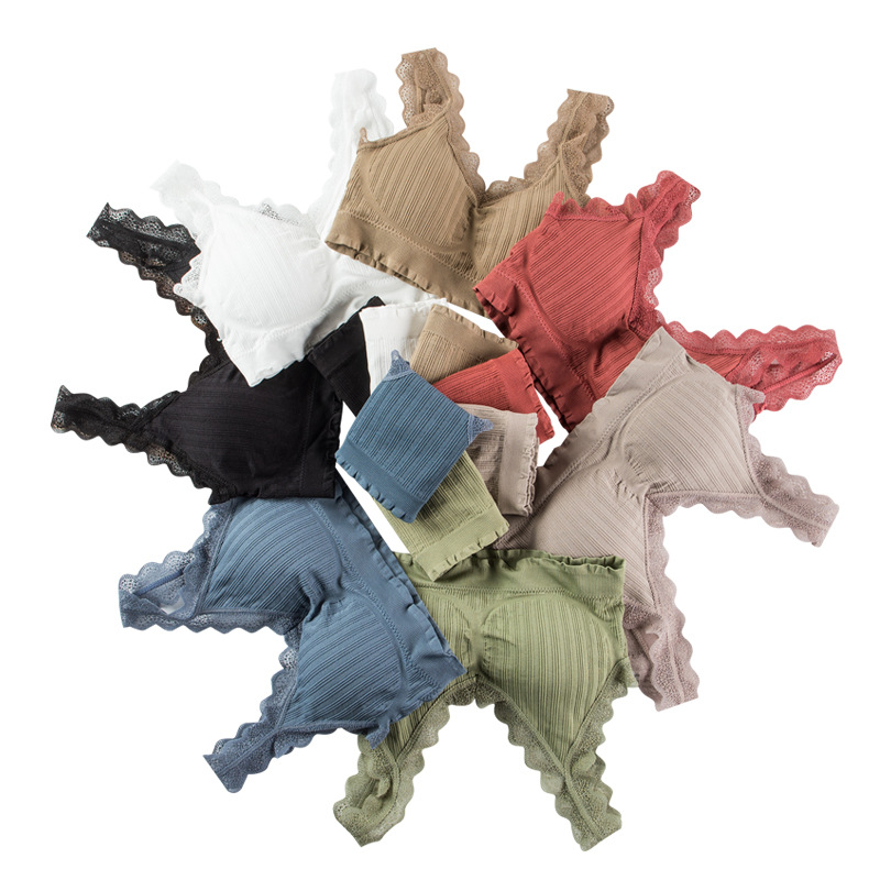 2025 Seamless New U-Shaped Lace Beautiful Back Bra Set No Wires Sexy V Neck Beautiful Back Underwear Set for Women