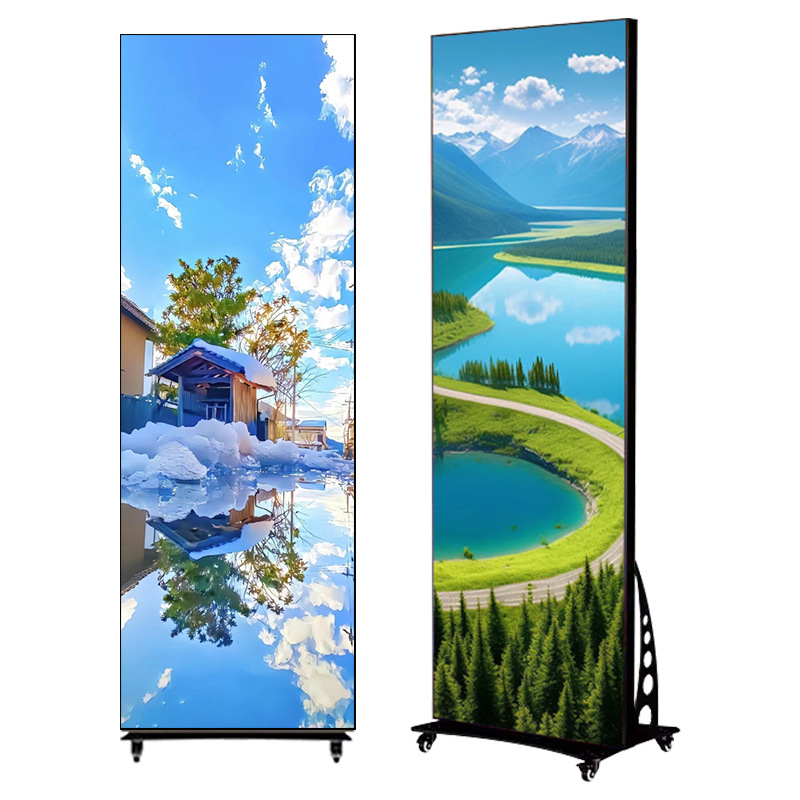 P1.86 Indoor Full-Color Foldableing Poster Screen Led Indoor Shopping Mall Double-Sided High-Definition Vertical Mobile Advertising Display