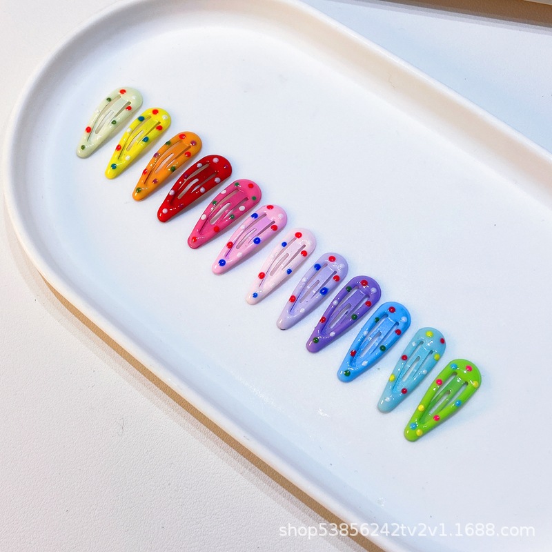 Color small water drop dot 3cm mini bangs clip female pet small hair clip bb clip wave point children's hair clip