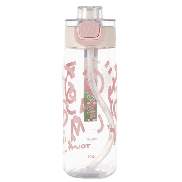 Plastic Bottle, Simple, High Temperature Resistant, Customizable Satchel Cup, Plastic Water Cup, Male and Female Students 520ml Straw Cup