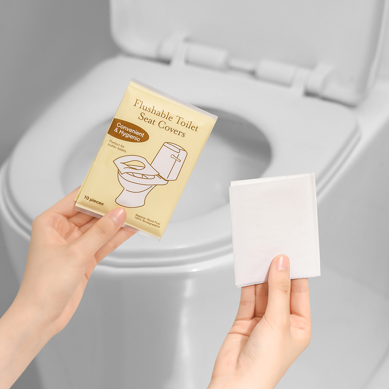 Cross-border English Degradable Disposable Toilet Cushion Paper Soluble Water Single Layer Toilet Cushion Enlarge Size