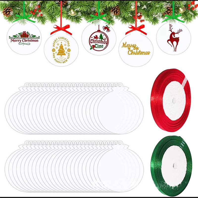 Cross-Border Christmas Acrylic Decorative Pendant Blank Laser Cutting Transparent Disc Creative DIY Round Tag