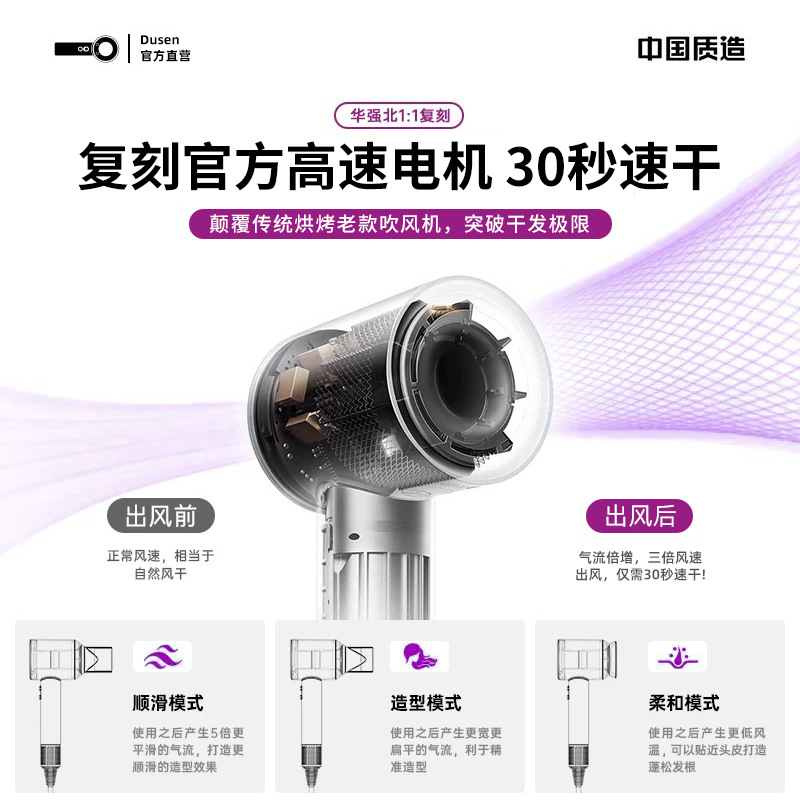 High-Speed Hair Dryer Household Negative Ion Hair Care High Wind Hollow Leafless Quick-Drying Noise Reduction Hair Dryer Huaqiangbei