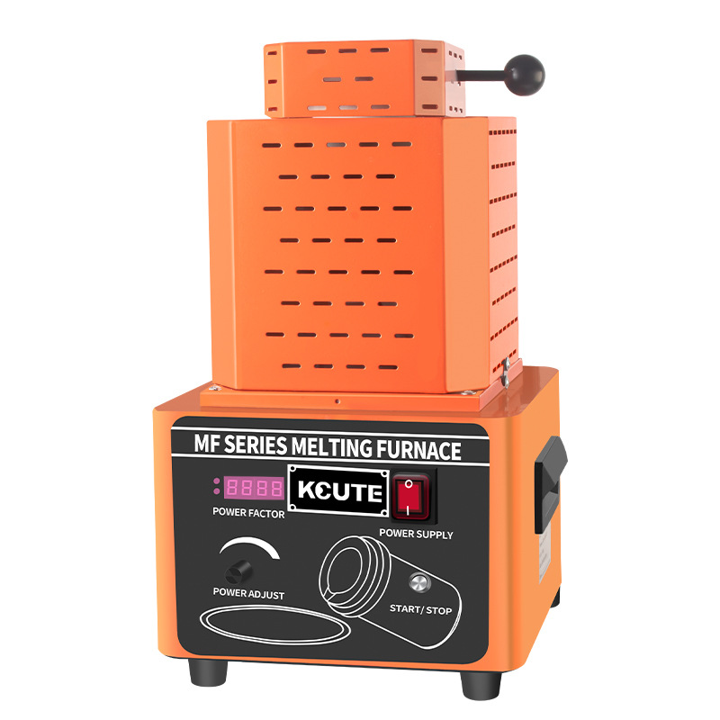 1600 Degree High Temperature Medium Frequency Gold Melting Furnace for Smelting Silver, Copper, Iron, Aluminum and Tin Gold Melting Machine Crucible Small Metal Electric Heating Furnace