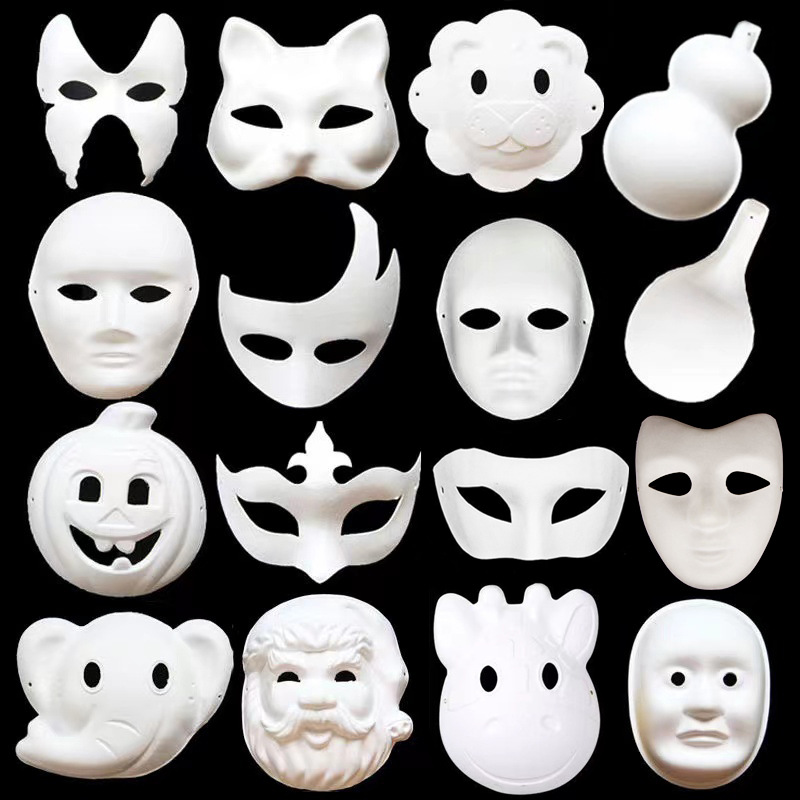 Пустая бумажная маска для DIY рисования для детей, полумаска в виде кота, лисы и лица Пекинской оперы