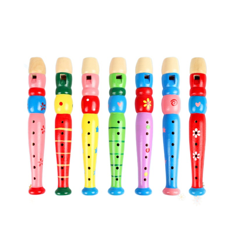 Orff Wooden Cartoon Rattle Wooden Sand Hammer Training Hearing Rattle Baby Exercise Hand-Held Musical Instrument Toy