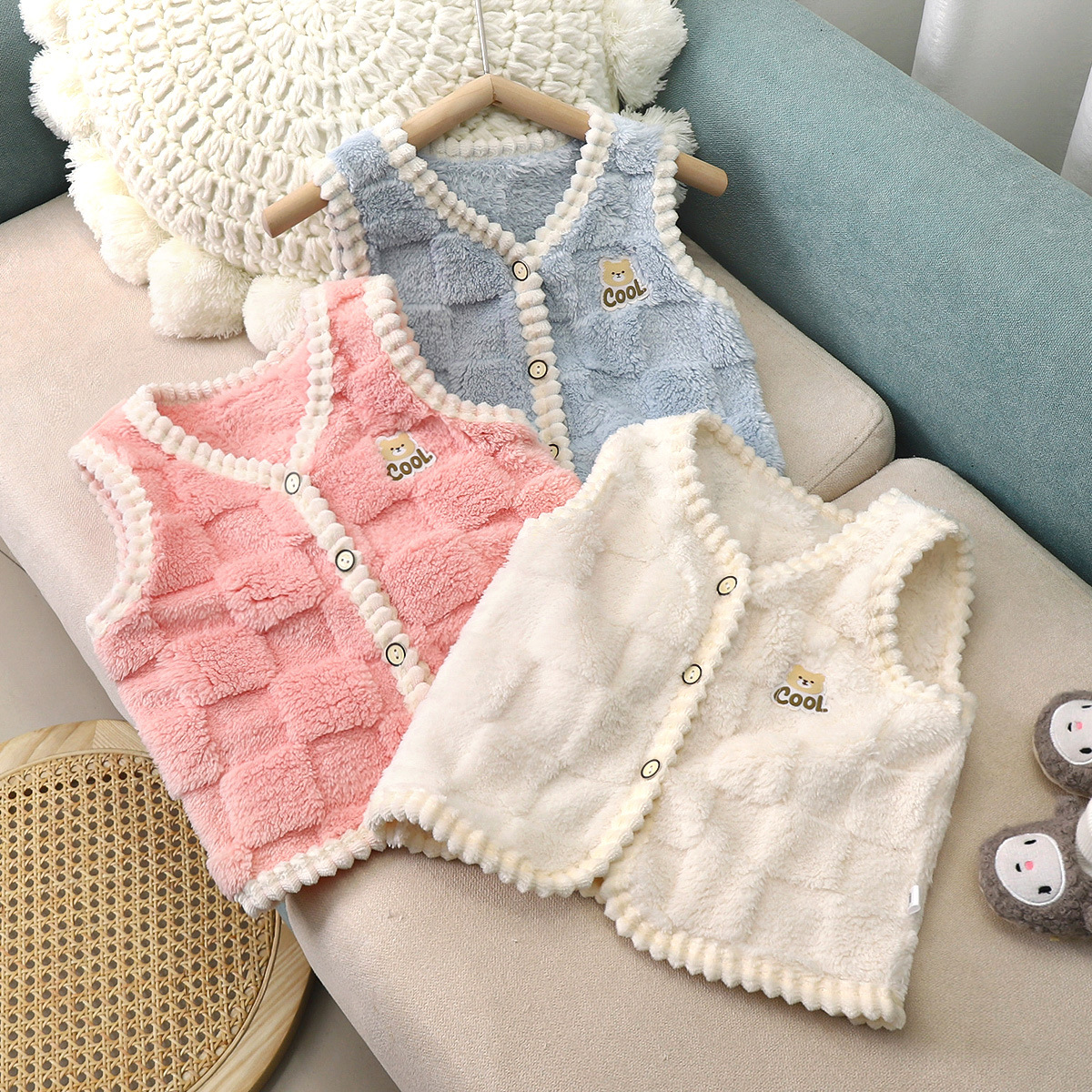 Жилет с флисовой подкладкой для малышей, теплый жилет для мальчиков и девочек, кардиган на осень и зиму