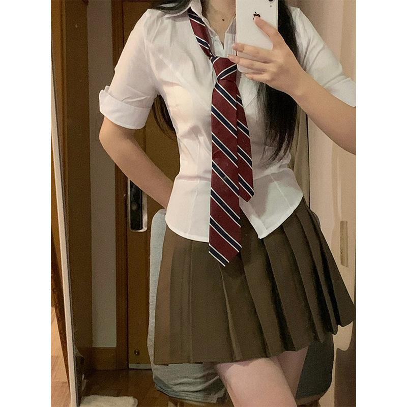 jk uniform pure want waist-tight white shirt Women's Spring and Autumn college style slim slimming hot girl long sleeve bottoming top