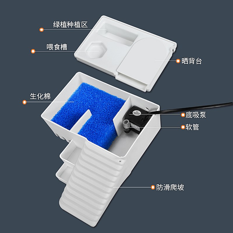 Turtle Tank Turtle Breeding Tank Home Landscaping with Terrace Climbing Platform Plastic Ecological Fish Tank Small and Medium Filter Tank New Style