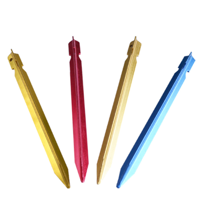 Factory Direct Sales Outdoor Tent Canopy Accessories with Eyelets, Triangular Hexagonal Aluminum Alloy Ground Pegs, Question Mark-Shaped Round Ground Pegs