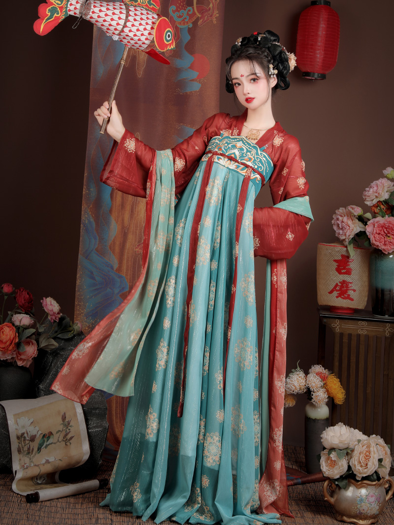 New Tang style original Hanfu Women's Chinese style improved chest dress autumn and summer daily student ancient costume Super fairy