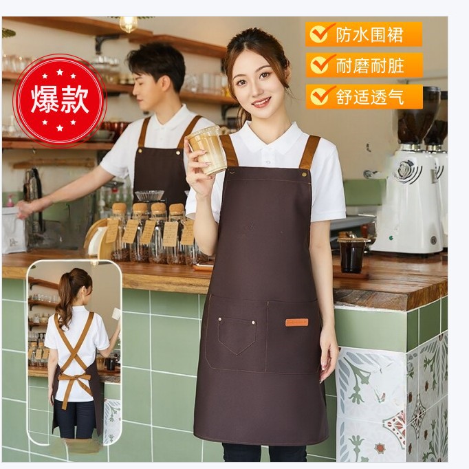 Водонепроницаемый фартук для общественного питания, с печатью и вышивкой, для женщин на кухне
