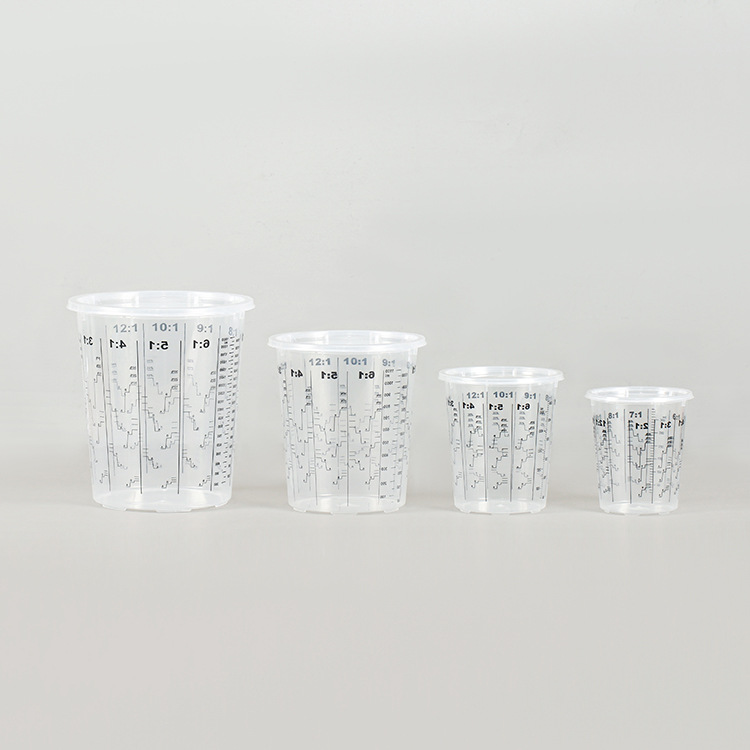 Factory Supply Disposable Transparent Cup Sealed with Scale and Lid Food Grade Transparent Plastic Cup
