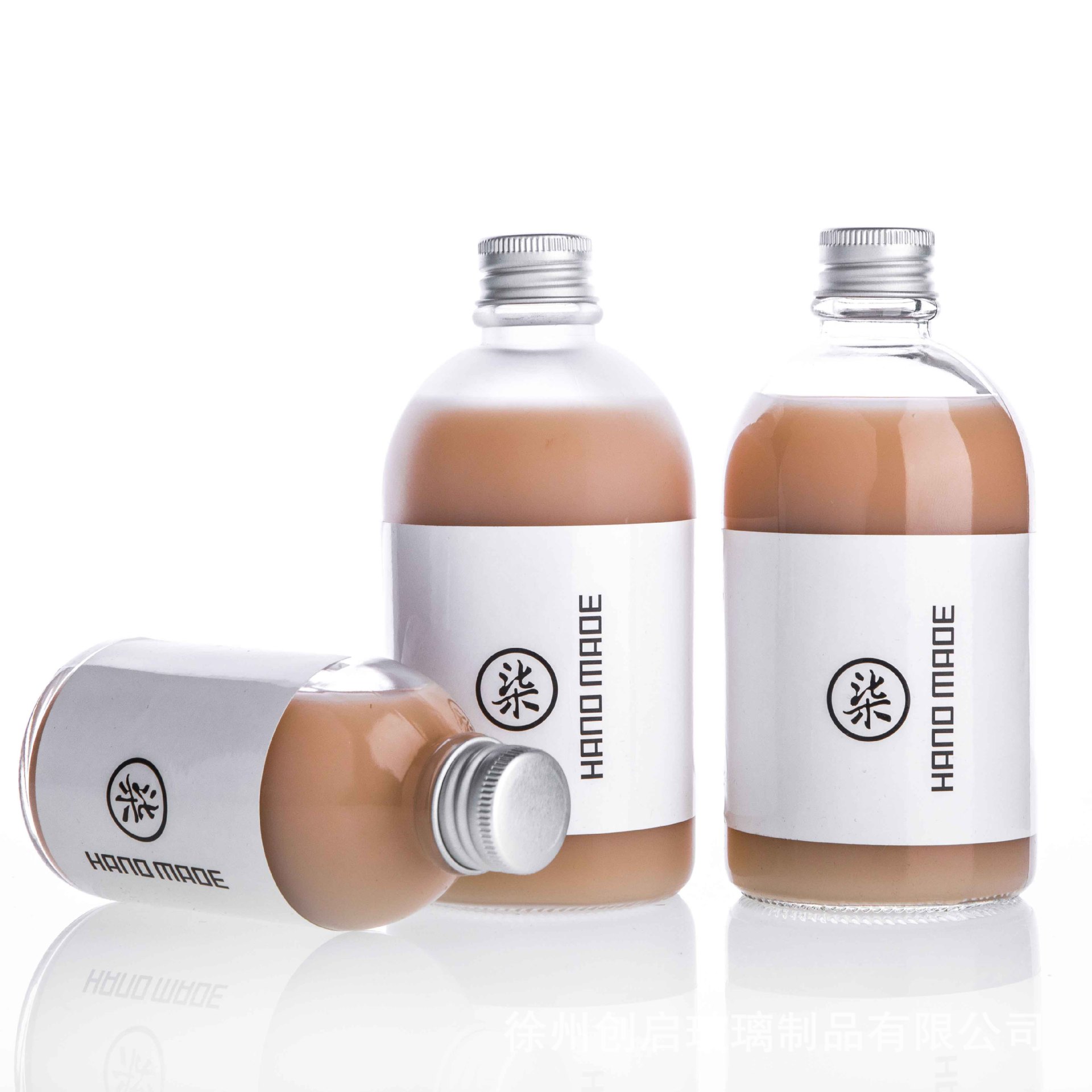 Factory straight hair cold drink salt water bottle fruit juice beverage bottle milk tea coffee transparent frosted tea bottle fruit wine bottle empty bottle