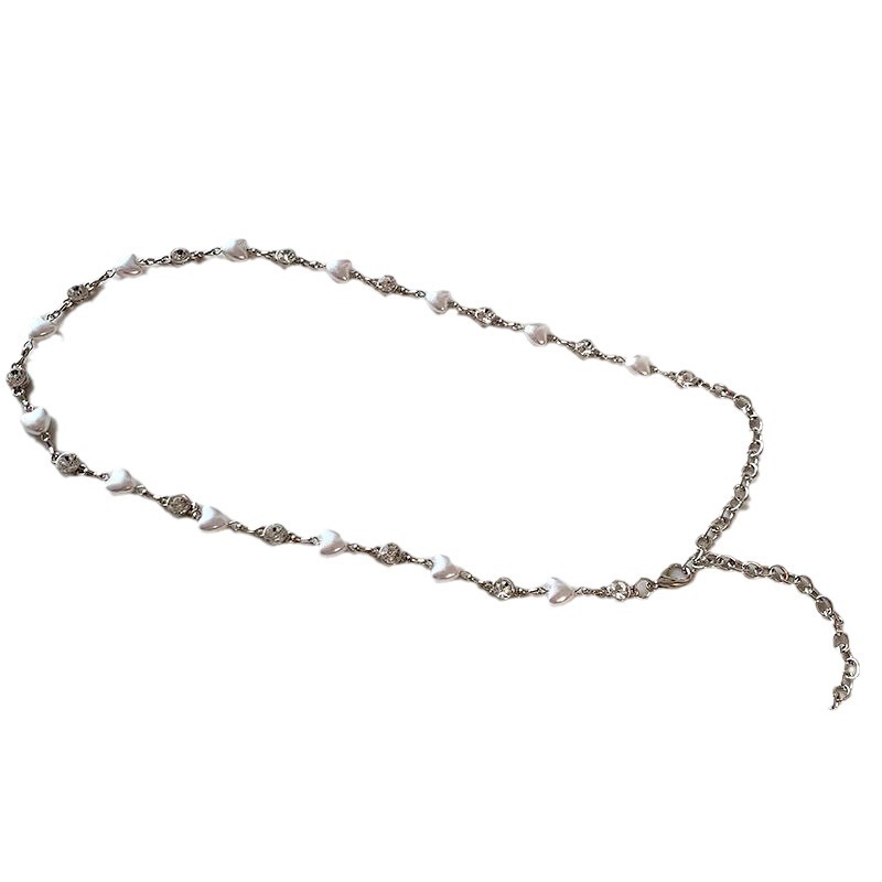 Love pearl waist chain with skirt pants rhinestone decoration suit slim waist summer ins chain thin belt
