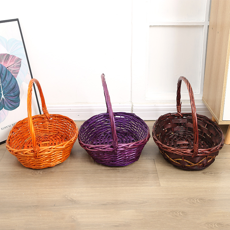Wicker Fruit Basket Gift Tote Basket Wicker Picking Basket Storage Basket Supermarket Gift Egg Basket Country Style