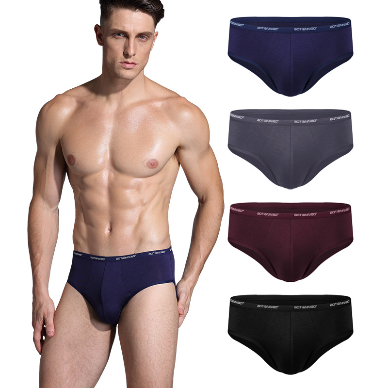 Men's Underwear Elastic Large Size Sexy Modal Breathable Briefs Comfortable Breathable Mid-Waist Men's Underpants Wholesale