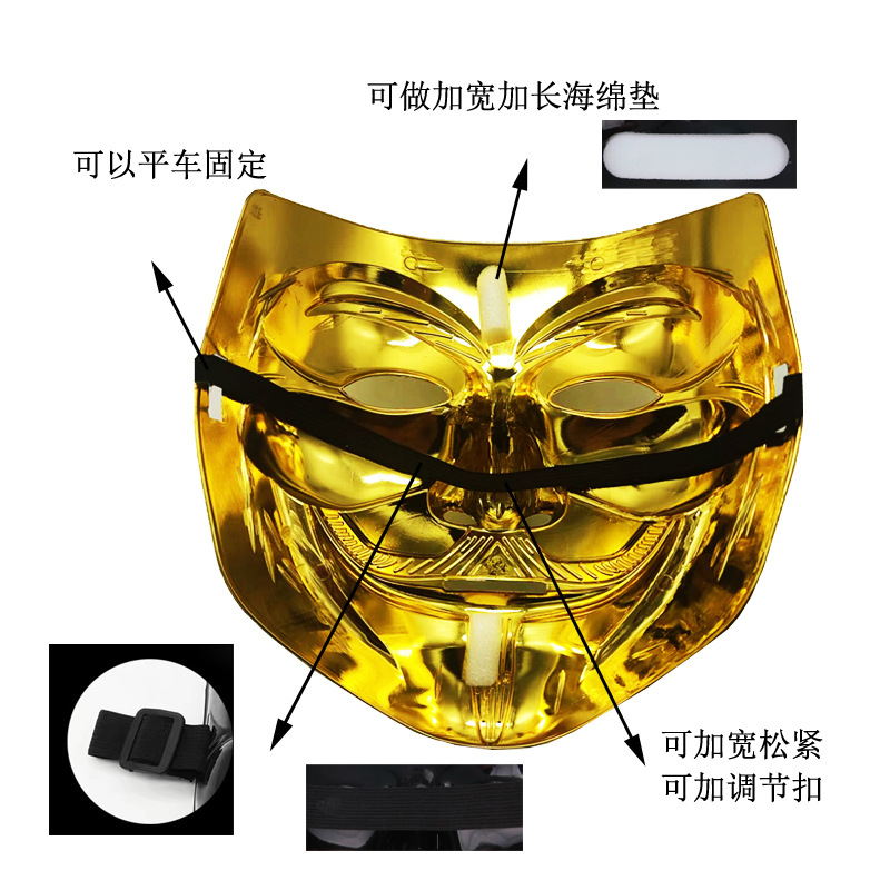 Halloween Party Manufacturer Wholesale Horror Grimace Mask V-Shaped Vendetta V-Shaped Weird Full Face Men's Film and Television Mask