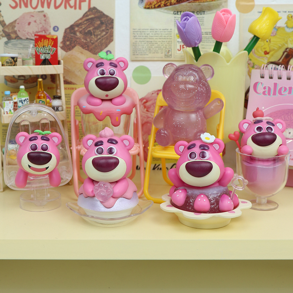 New Year's Lucky Strawberry Bear Figure Butt Bear Doll Trendy Toy Figure Pink Girly Heart Toy Decorative Ornament