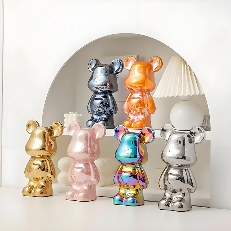 Wholesale Ceramic Violent Bear Ornaments Piggy Bank Living Room Light Luxury High-End Housewarming Decoration Wine Cabinet Ornaments