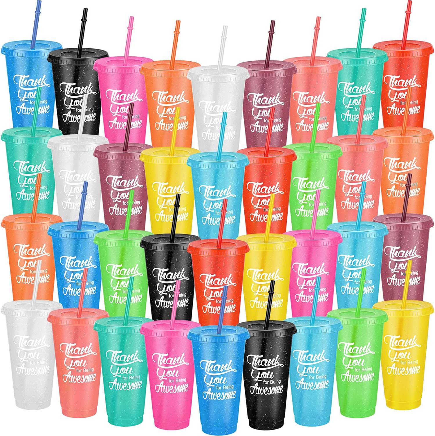 710ml Plastic Cup 24OZ Milk Tea Cup pp Straw Cup Cross-border Export Amazon