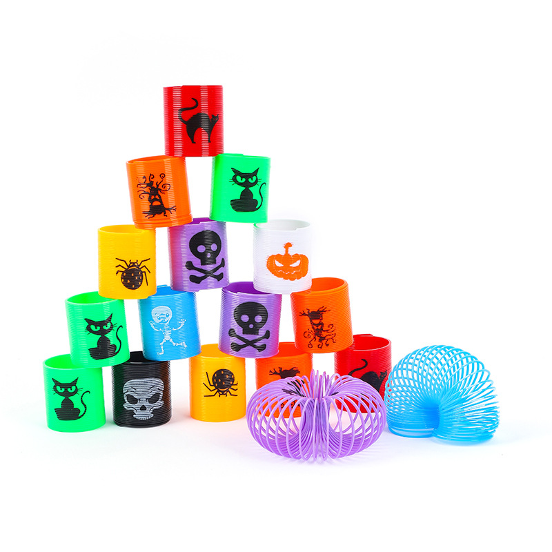 Cross-Border Halloween Plastic Spring Ring Science and Education Fun Jenga Mini Rainbow Circle Children's Toy Manufacturer Wholesale