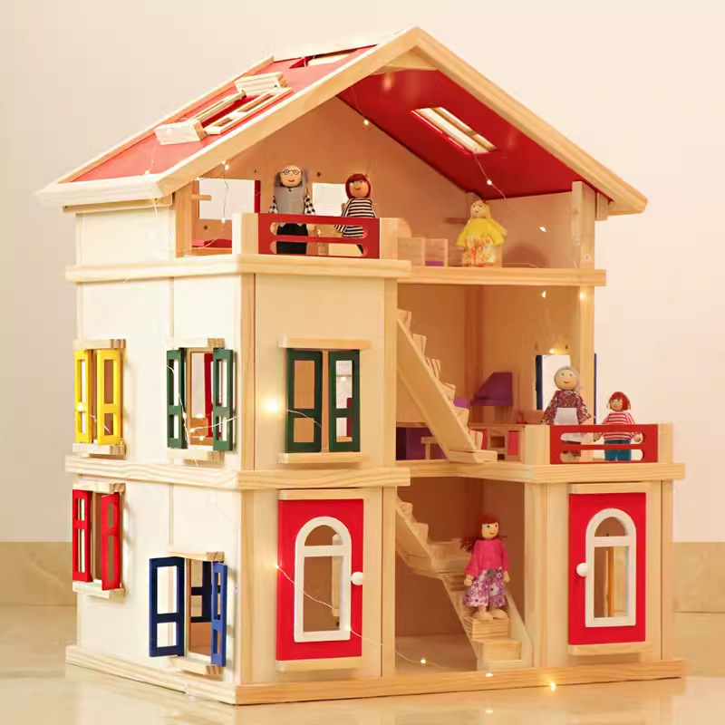 Children's puzzle diy wooden house girls play house wooden house toy house princess villa wooden house toy