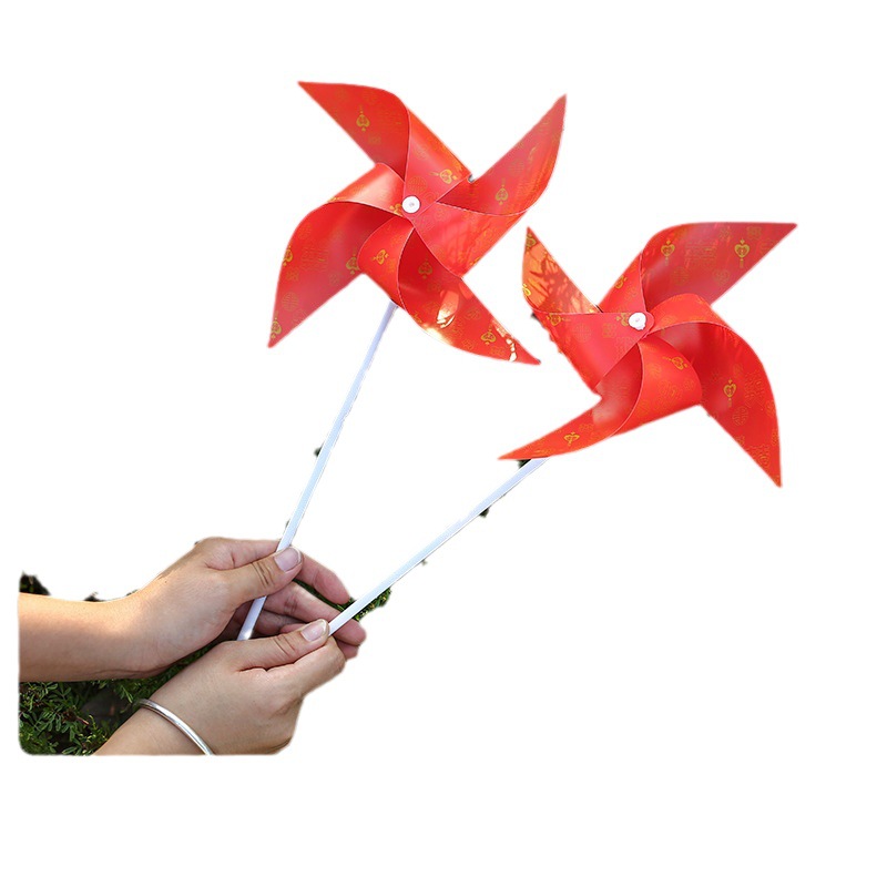 Five-star national day colorful transparent reflective Windmill building scenic area decoration kindergarten outdoor rotating toy small windmill