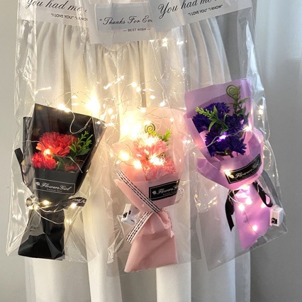 520 Soap Flower Bouquet with Three Carnations Group Purchase Promotion for Customers Valentine's Day Soap Gift Artificial Bouquet