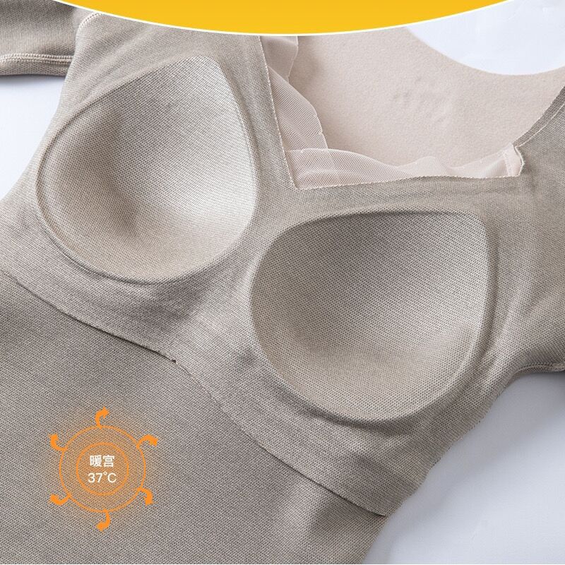 8805 Graphene Long-sleeved Thermal Underwear Women's Long-sleeved Base Shirt One-piece Bra-free Hot Thermal Top
