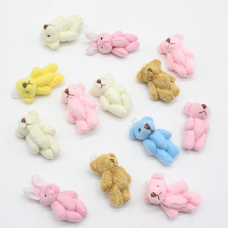 3. 5cm cartoon plush teddy bear joint bear plush doll DIY clothing hair accessories bouquet wedding candy box