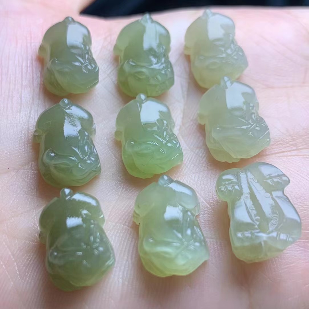 Hetian Jade Qinghai Material Pixiu Pendant No Split No Miscellaneous DIY Necklace Bracelet Hetian Jade God of Wealth Pendant for Men and Women